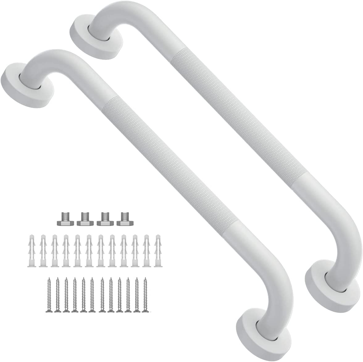 16 Inch Anti Slip Shower Grab Bar Oil Rubbed White, Munzong Bathroom Grab Bar, Knurled Bathroom Balance Bar,Safety Hand Rail Support Handicap Elderly Injury Senior Assist Bath Handle