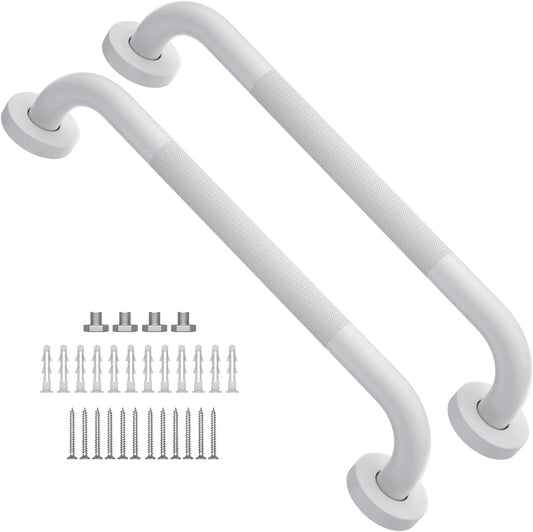 16 Inch Anti Slip Shower Grab Bar Oil Rubbed White, Munzong Bathroom Grab Bar, Knurled Bathroom Balance Bar,Safety Hand Rail Support Handicap Elderly Injury Senior Assist Bath Handle